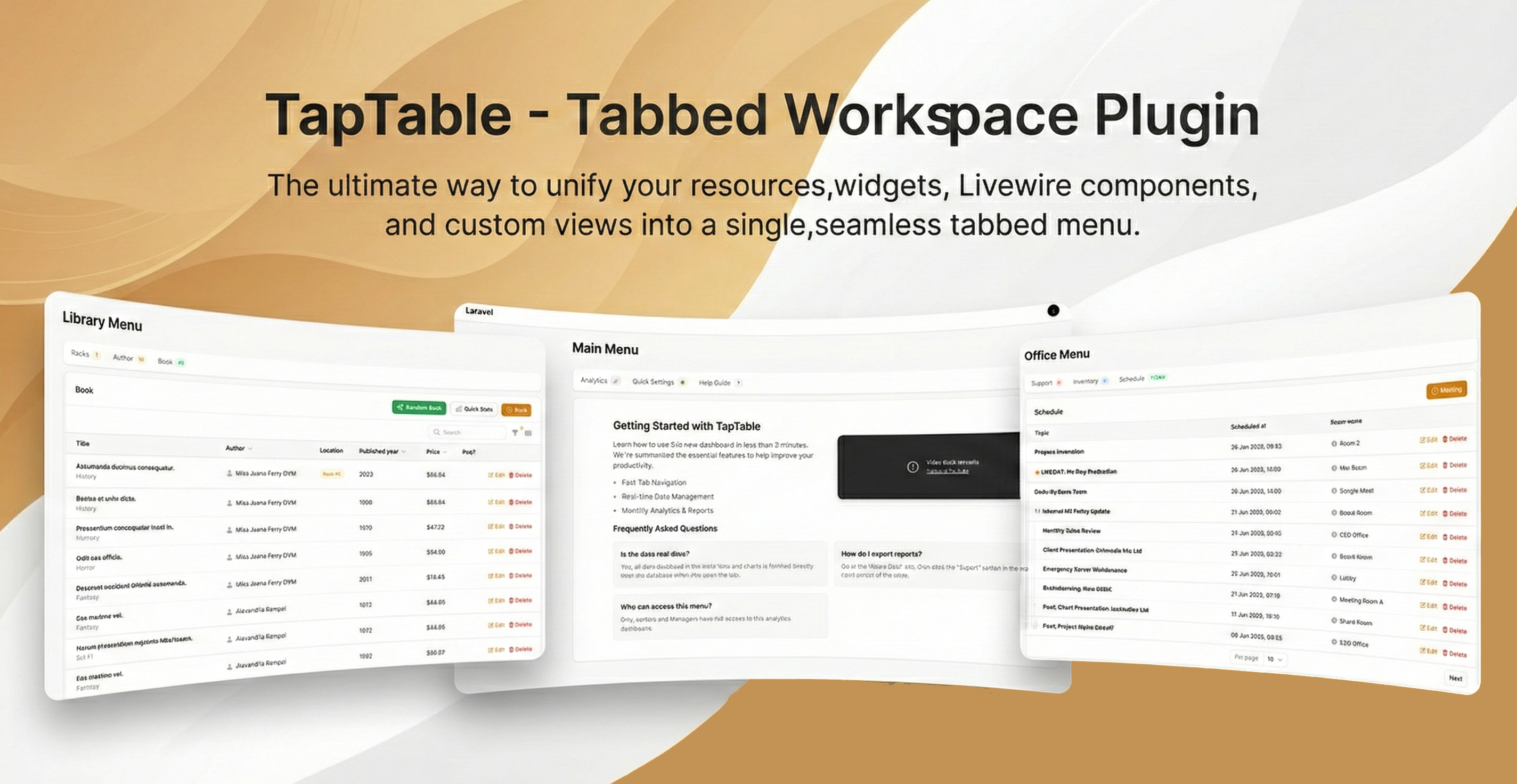 TapTable - Tabbed Workspace Documentation Preview