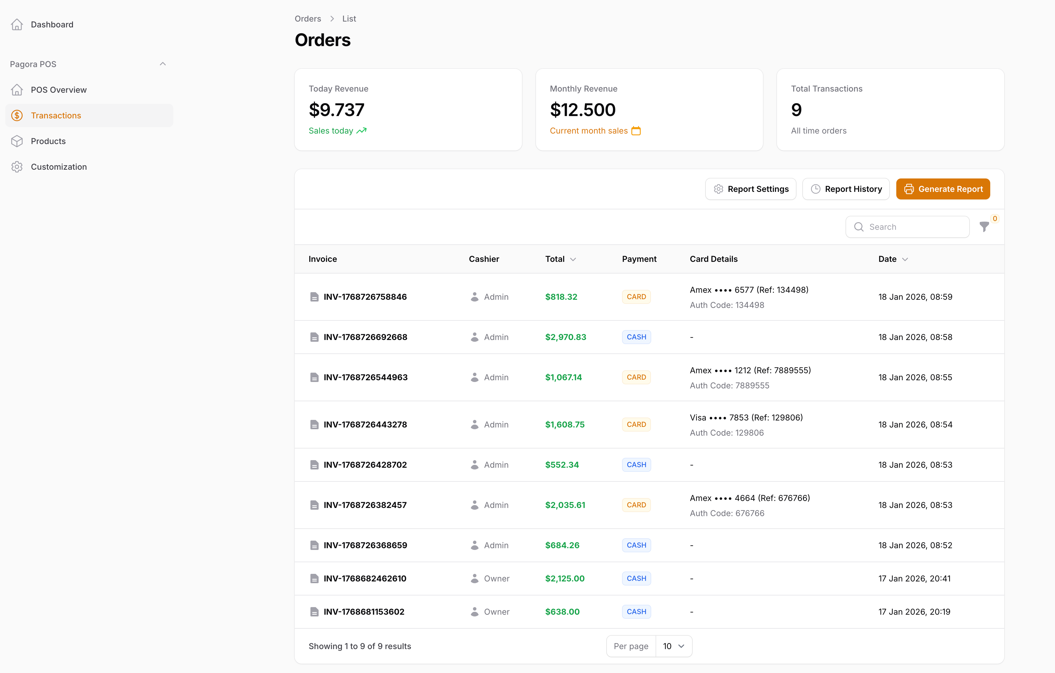 Transactions & Reporting